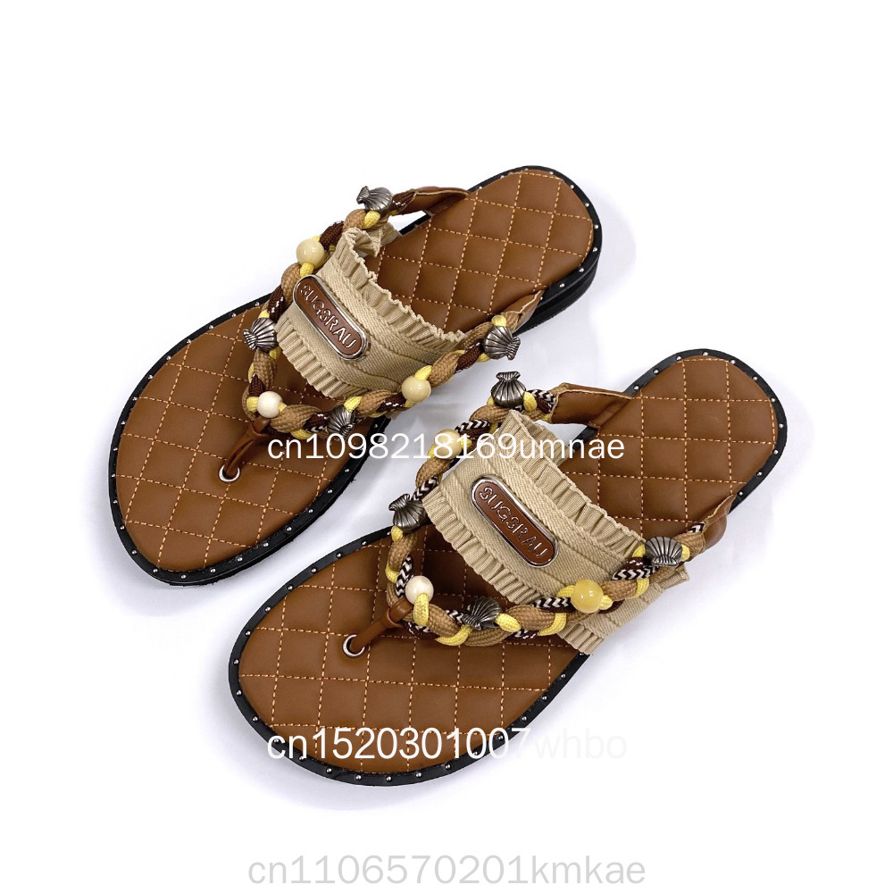 Flip Flop Leather Men - New Retro Woven Women's Slippers with