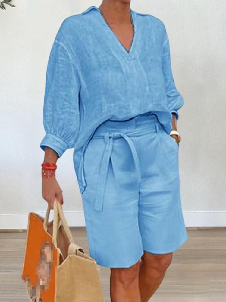 Women Suits Elegant Style Two  - Linen Shirt Breathable review and price