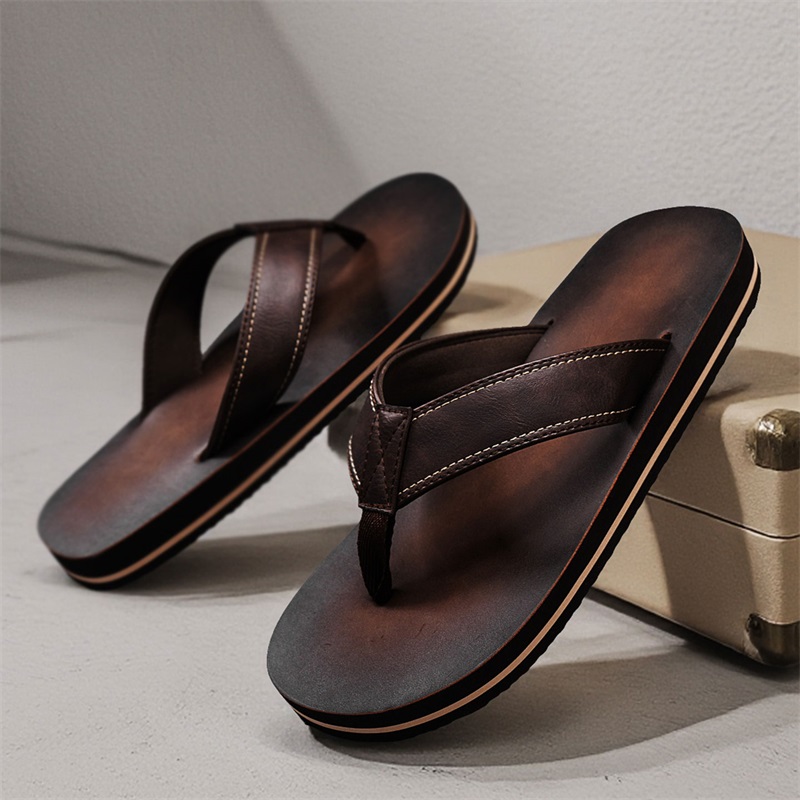 Men's Vintage Washed Faux Leat - Flip Flop Leather Men review and price